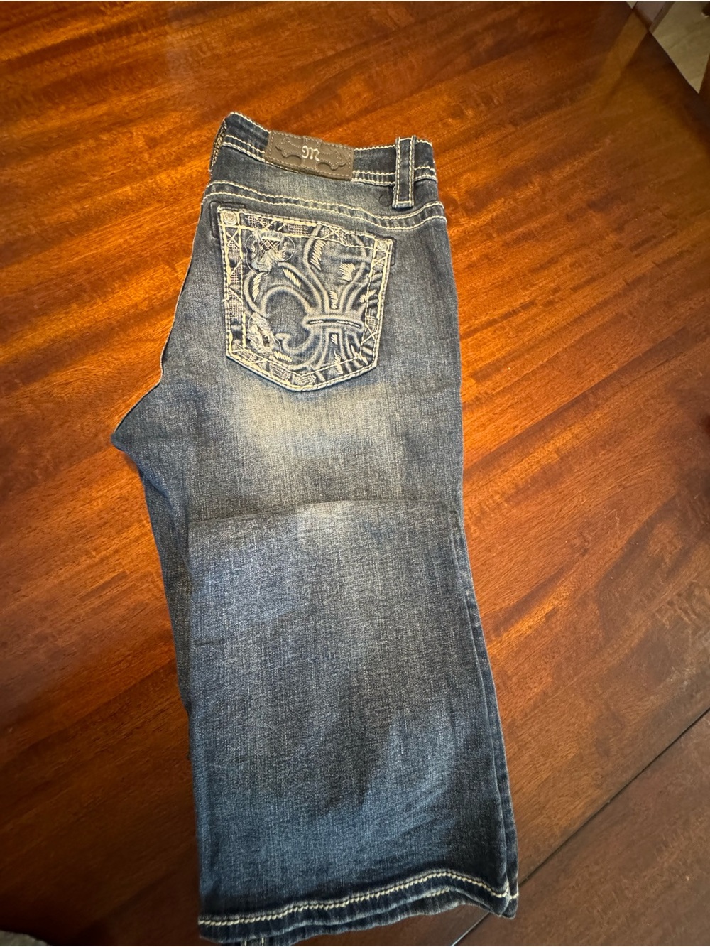 Women’s Dark Blue Miss Me Embroidered Pocket Jeans
